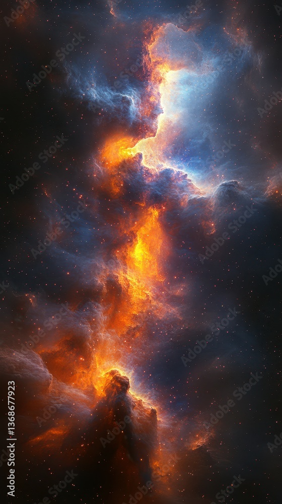 Stunning cosmic nebula with vibrant colors illuminating the depths of space during a clear starlit night Stunning cosmic nebula with vibrant colors illuminating the depths of space during a clear starlit night