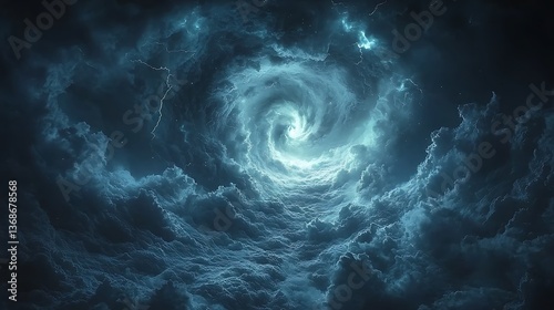 Dark vortex spinning through cloudscape high resolution image