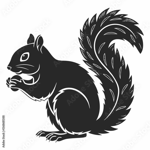 squirrel black silhouette icon vector