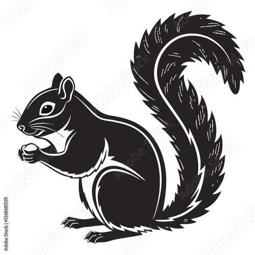 squirrel black silhouette icon vector