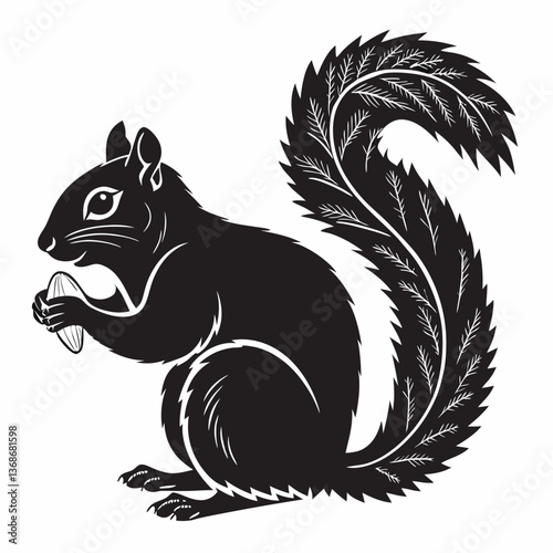 squirrel black silhouette icon vector