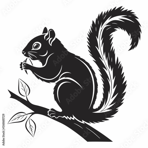 squirrel black silhouette icon vector