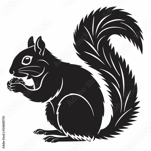 squirrel black silhouette icon vector