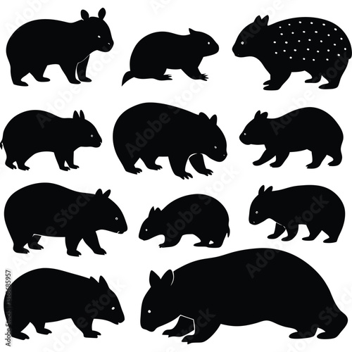 Guinea Pigs and Rodents Black Silhouette Vector Set