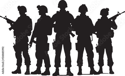 american  Military Silhouettes Vector Bundle