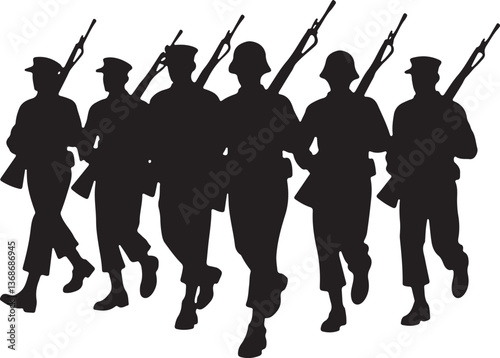 american  Military Silhouettes Vector Bundle