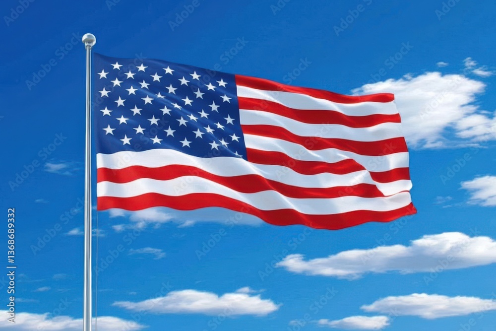 Obraz premium The stars and stripes of the American flag take on a vintage, distressed, weathered appearance