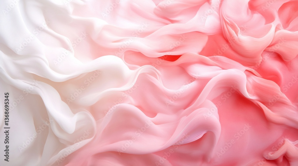 Obraz premium Gentle waves of pink and white hues intertwine, soft, and flowing smoothly
