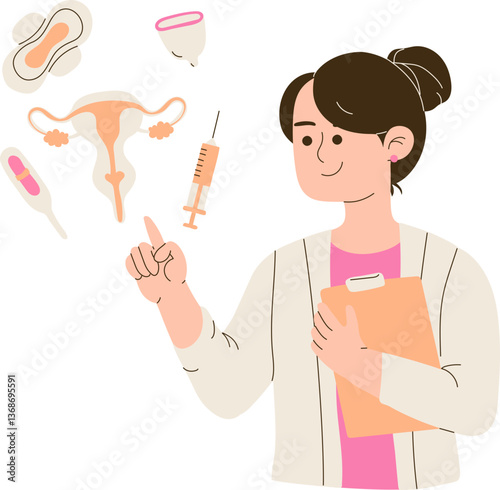 Doctor explaining gynecology, Gynecology concept Illustration