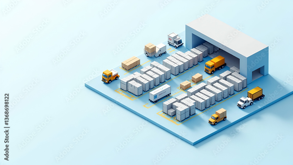 3D Flat Icon of Conveyor System & Warehouse Layout: Optimized Design with Copy Space 3D Flat Icon of Conveyor System & Warehouse Layout: Optimized Design with Copy Space
