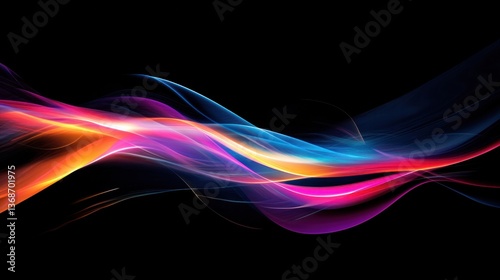 A stunning display of abstract lighting with bright glowing highlights and subtle flare effects spread across a deep black background, conveying a high-tech futuristic vibe