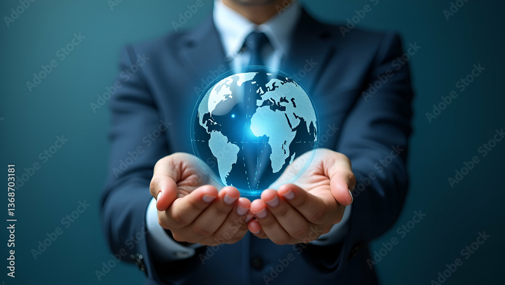 Global Leadership: Overhead View of a Team Leader with Globe and Network Overlay - Symbolizing Connectivity and Leadership in a Double Exposure Photo Stock Concept Global Leadership: Overhead View of a Team Leader with Globe and Network Overlay - Symbolizing Connectivity and Leadership in a Double Exposure Photo Stock Concept