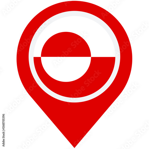 Greenland's red and white flag proudly displayed on a location marker, symbolizing its unique Arctic identity and geographical position. Free Download Greenland's red and white flag proudly displayed on a location marker, symbolizing its unique Arctic identity and geographical position. - GFXLoad