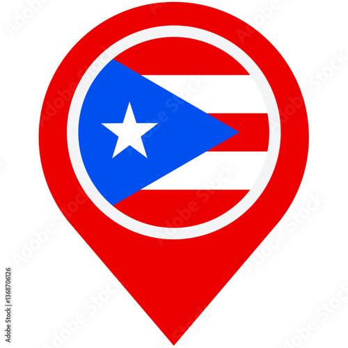 A vibrant Puerto Rican flag proudly displayed on a map marker, symbolizing island pride and location, in bold red and white. Free Download A vibrant Puerto Rican flag proudly displayed on a map marker, symbolizing island pride and location, in bold red and white. - GFXLoad