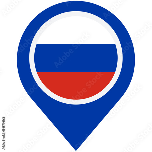 Free Download A vibrant Russian flag location marker, symbolizing pride and national identity, displayed with a bold blue design and clean simple lines. - GFXLoad