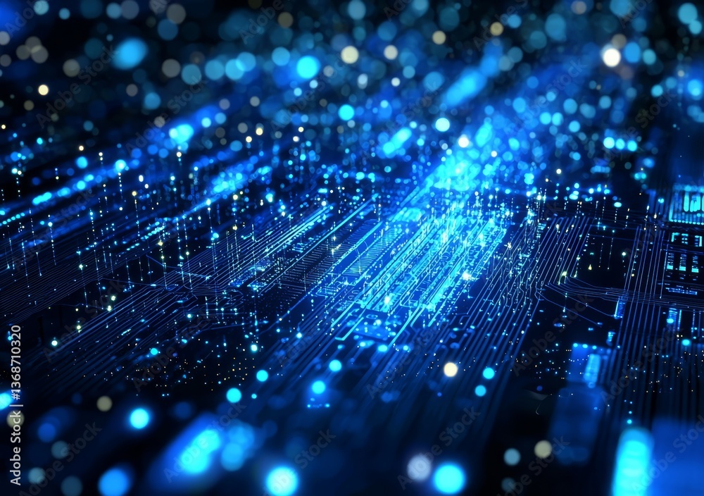 Blue-themed circuit board showcasing modern design. Blue-themed circuit board showcasing modern design.