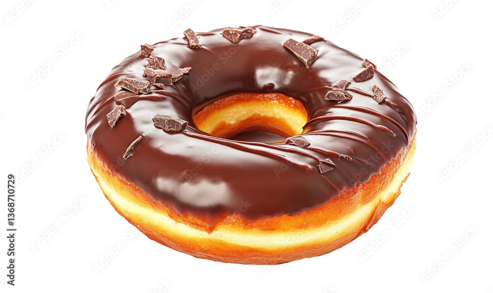 Chocolate donut with chocolate chips isolated transparent background Chocolate donut with chocolate chips isolated transparent background