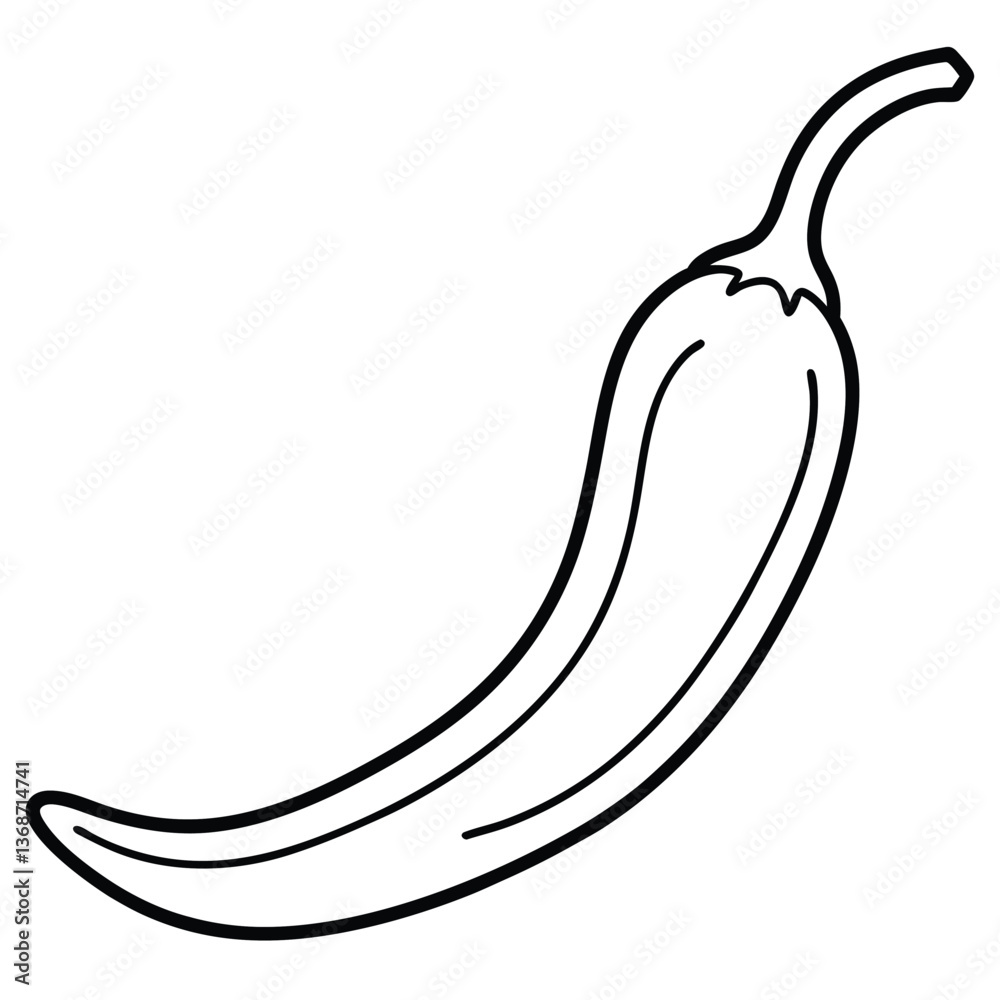 Chili Pepper Line Art Vector Chili Pepper Line Art Vector