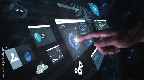 AI artificial intelligence and dashboard for data business analysis and Data Management System with KPI and metrics connected to the database for technology finance,