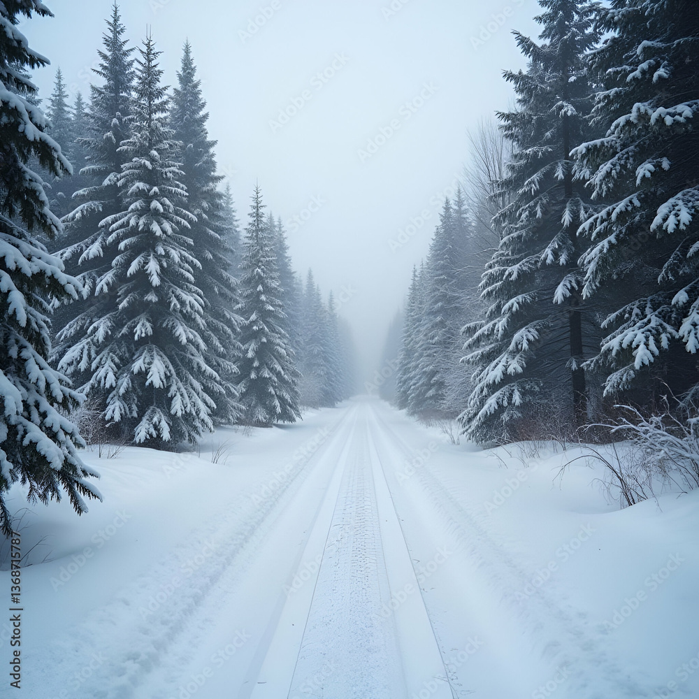 Fototapeta premium snow covered pine trees
