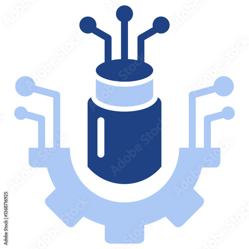 Optical Fiber Flat Blue Icon