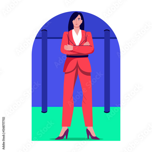 A flat style illustration of a businesswoman character