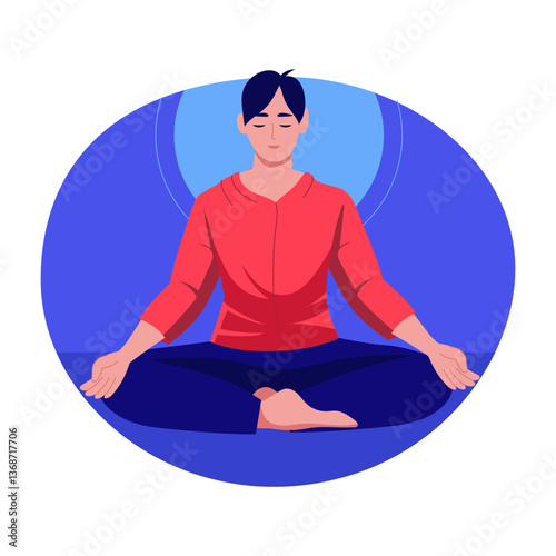 A mediating character illustration in flat style