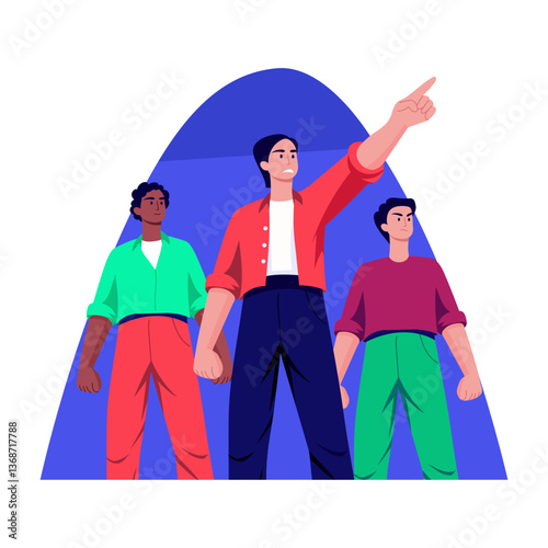 A flat style illustration showing leader guidance