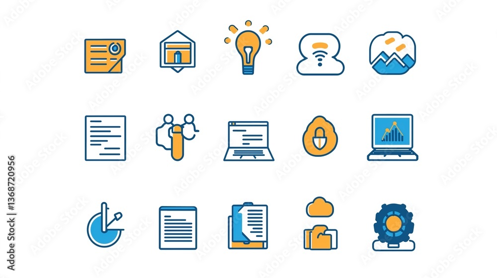 Minimalist Business Icons on White Background, Representing Modern Simplicity and Professional Clarity Minimalist Business Icons on White Background, Representing Modern Simplicity and Professional Clarity
