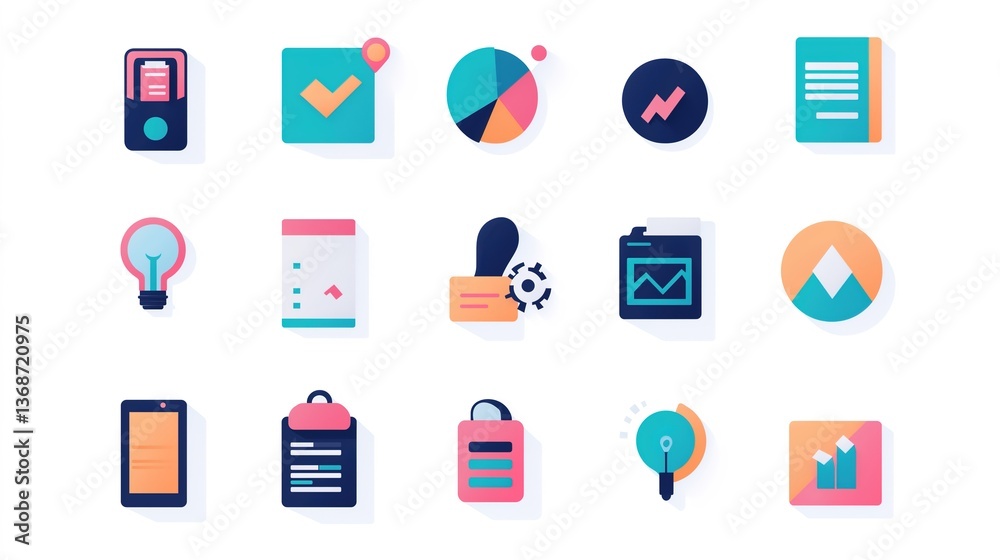 Minimalist Business Icons on White Background, Representing Modern Simplicity and Professional Clarity Minimalist Business Icons on White Background, Representing Modern Simplicity and Professional Clarity
