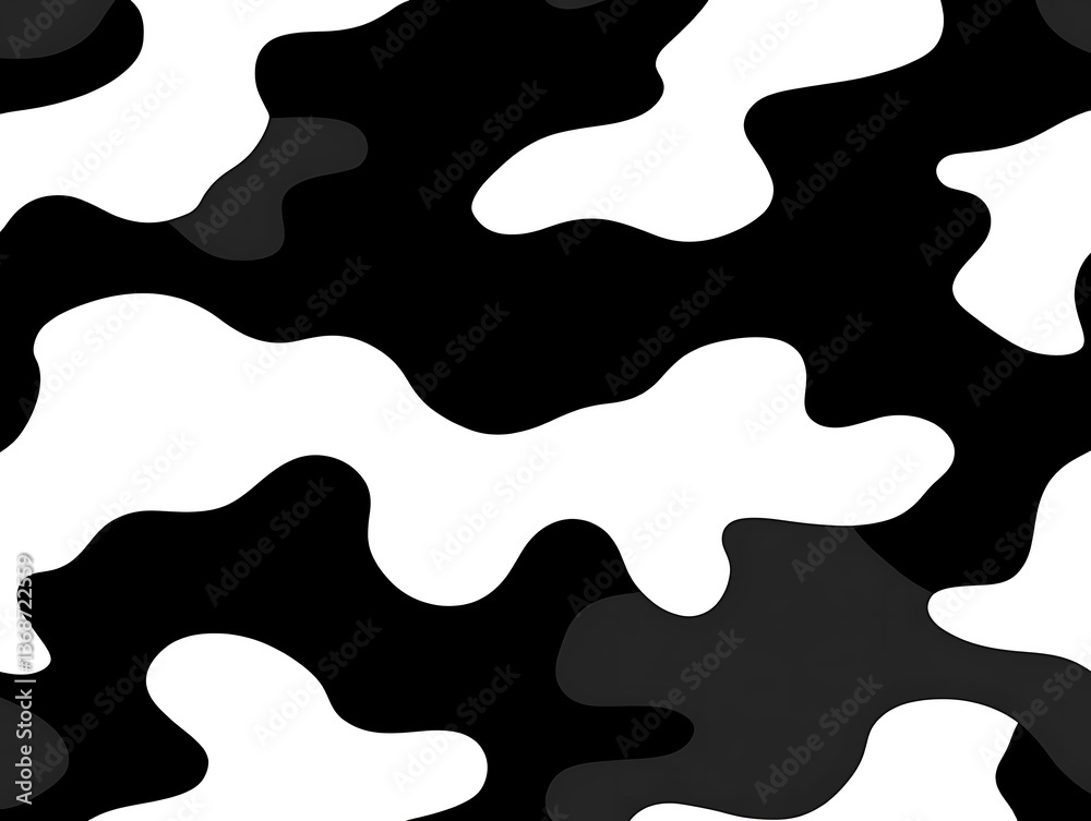 Abstract black and white pattern featuring various amorphous shapes Abstract black and white pattern featuring various amorphous shapes
