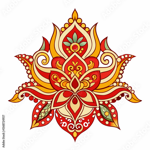 Intricate Batik Design with White Background