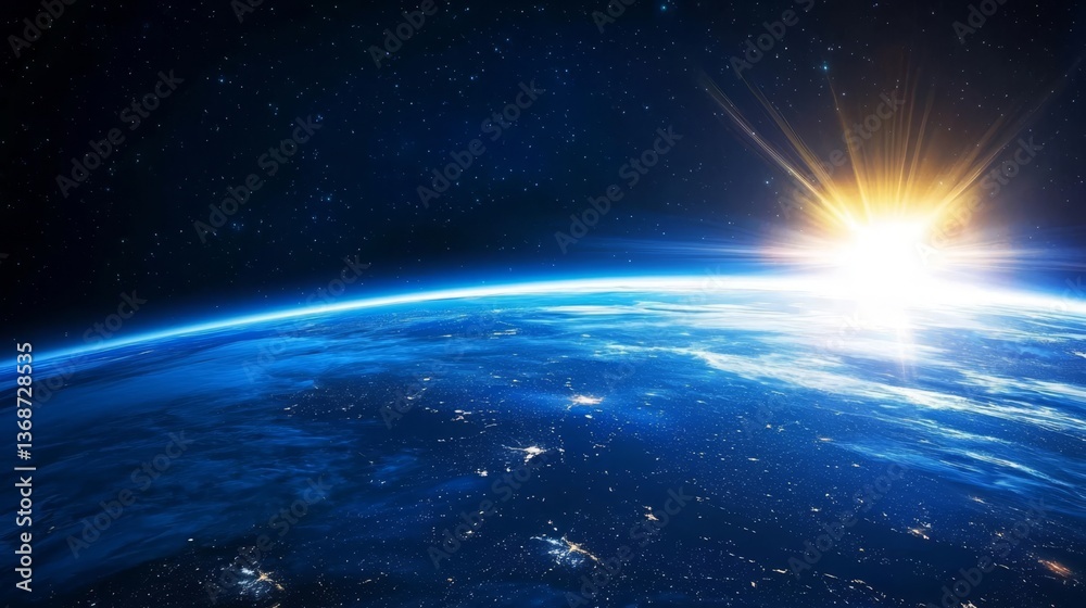 Fototapeta premium The stunning beauty of Earth's sunrise from orbit.