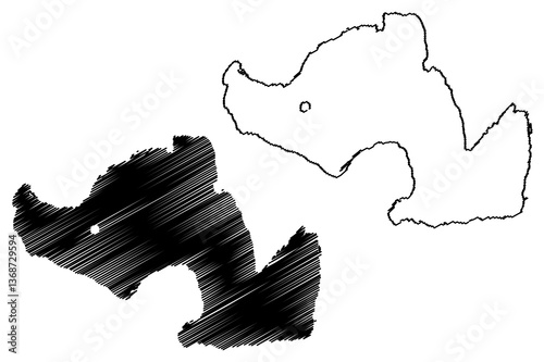 Lake Managua (Republic of Nicaragua, central america) map vector illustration, scribble sketch Lago Xolotlán or Xolotlan map