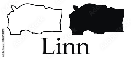 Fényképezés Linn (Oregon) city map with black border outline vector