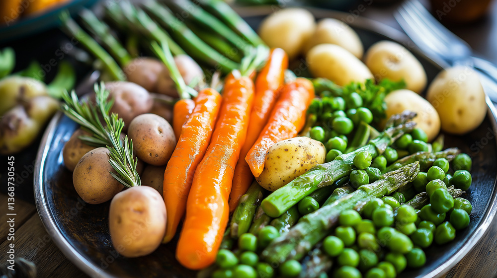 Assorted Roasted Vegetables On A Plate Assorted Roasted Vegetables On A Plate