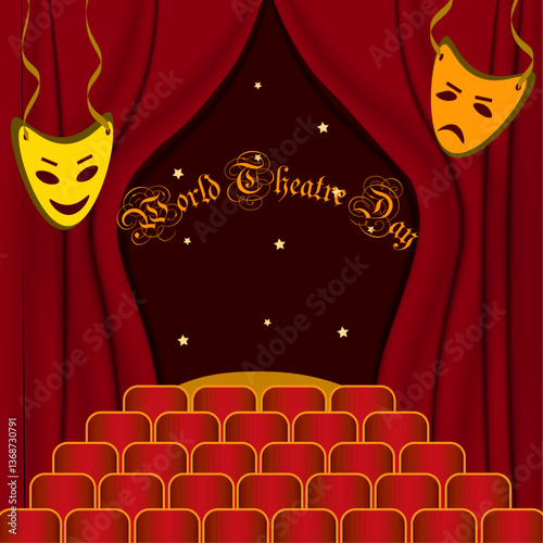 theater stage with red curtains
