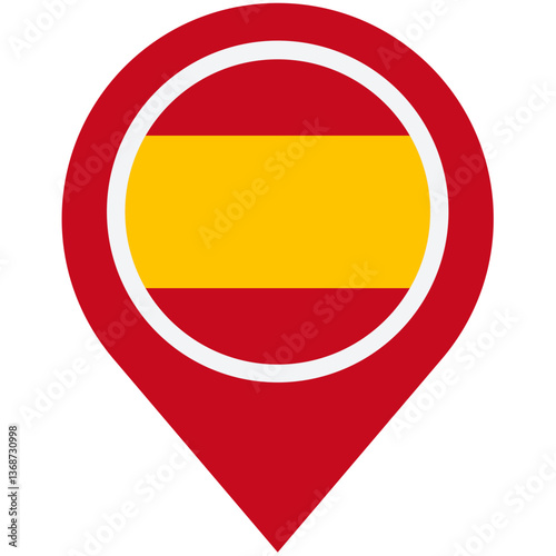 Free Download Discovering the vibrant heart of Spain, a simplified map marker design showcasing the country's iconic red and yellow flag in bold colors. - GFXLoad