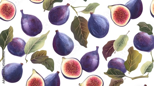Fresh Ripe Figs Seamless Botanical Pattern for Design Projects