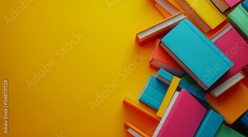 Colorful Stack of Books With Graduation Cap and Decorative Paper Elements on ...