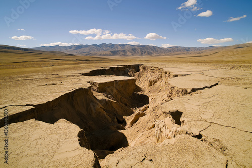 dramatic earthquake scene, symbolizing the immense power and destructive potential of seismic activity.
