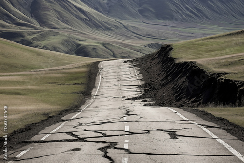 dramatic earthquake scene, symbolizing the immense power and destructive potential of seismic activity.