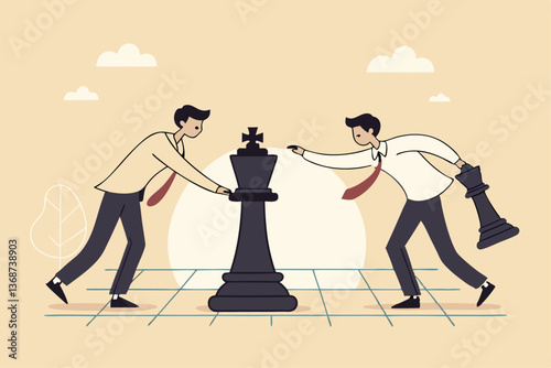 Succession planning, baton pass or relay responsibility, authority to employee, work delegation, support, appointment or mentorship concept, businessman boss on king chess baton pass to his successor.