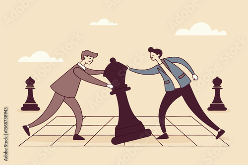 Succession planning, baton pass or relay responsibility, authority to employee, work delegation, support, appointment or mentorship concept, businessman boss on king chess baton pass to his successor.