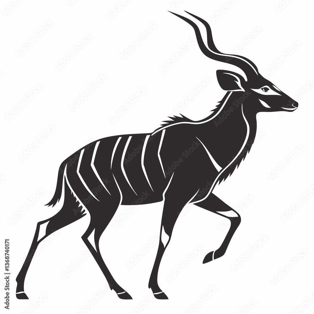 Obraz premium kudu black silhouette icon vector