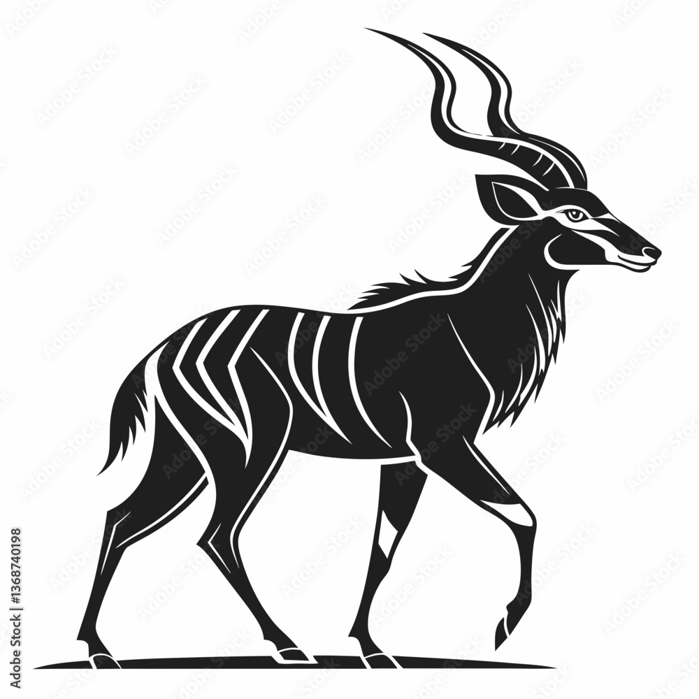 Fototapeta premium kudu black silhouette icon vector