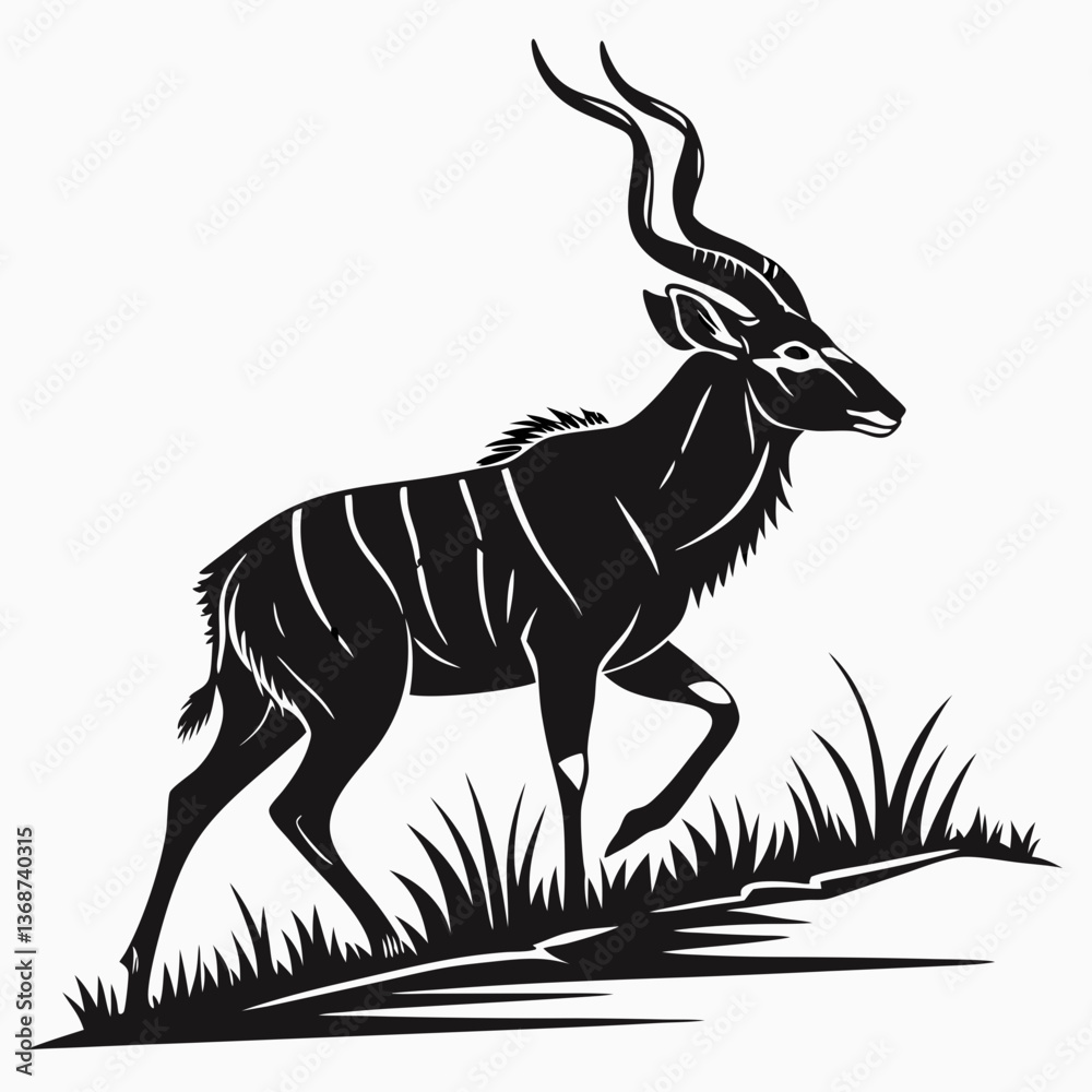 Fototapeta premium kudu black silhouette icon vector