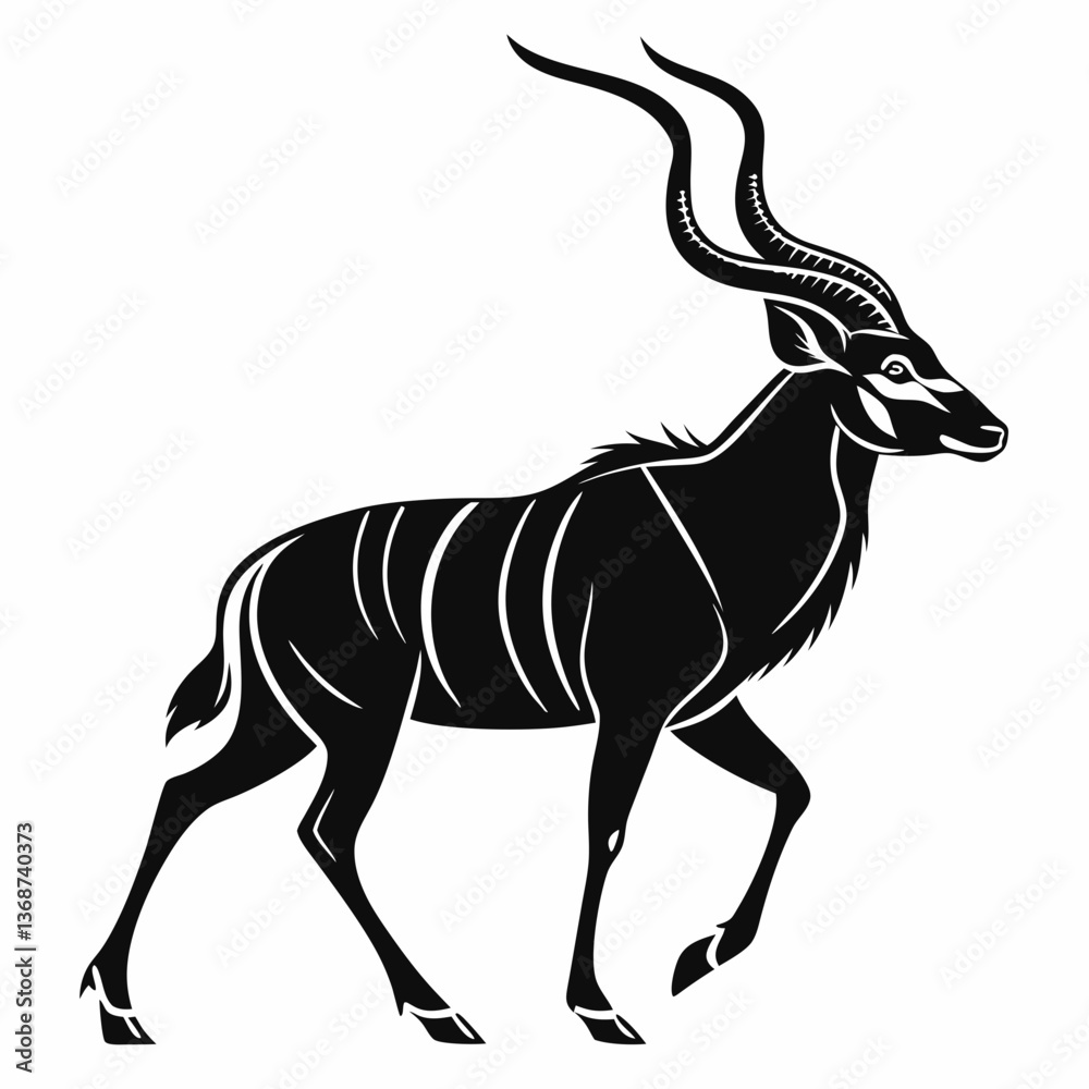 Obraz premium kudu black silhouette icon vector