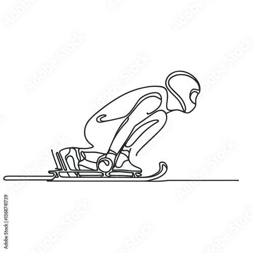 Line drawing of a speed skater in motion on ice  