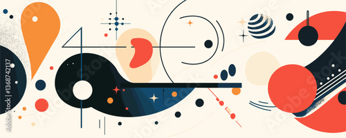 Abstract geometric shapes with dynamic patterns and modern design elements, vector art